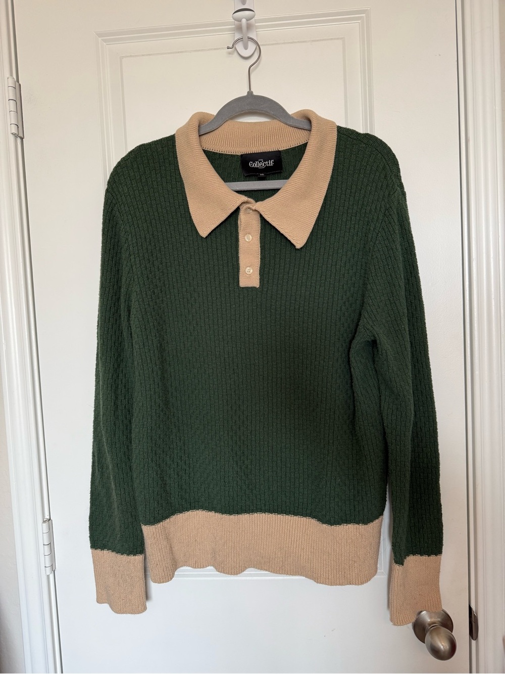 Collectif 100% Cotton Forest Green & Beige Sweater